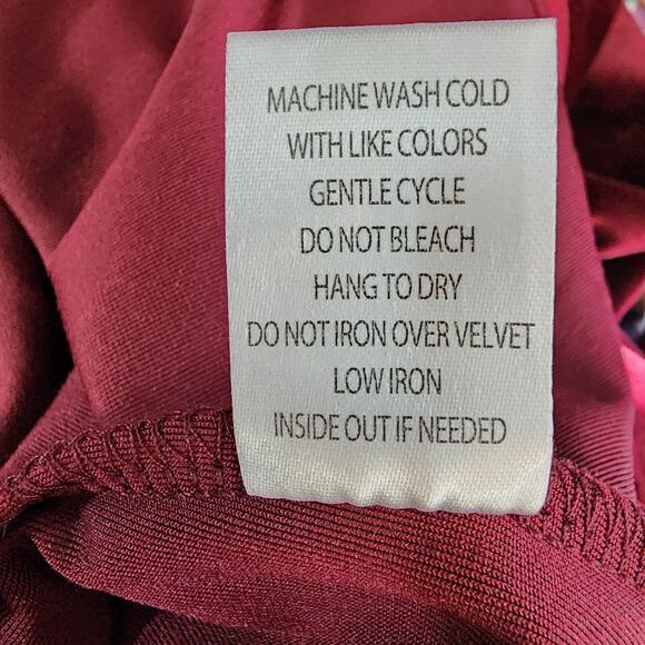 Velvet Faux Wrap Maxi Dress Size L Berry Red Dark Romantic Fairy Medieval Goth - Picture 15 of 15